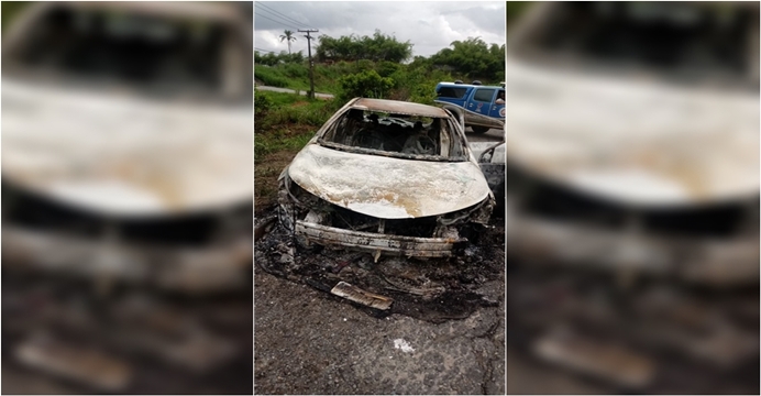 PM da reserva é encontrado morto dentro de carro carbonizado em Simões Filho