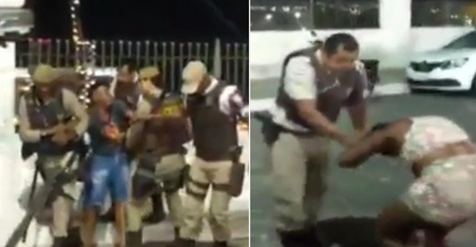 Veja vídeo Policiais militares a agredindo adolescente e mulher grávida