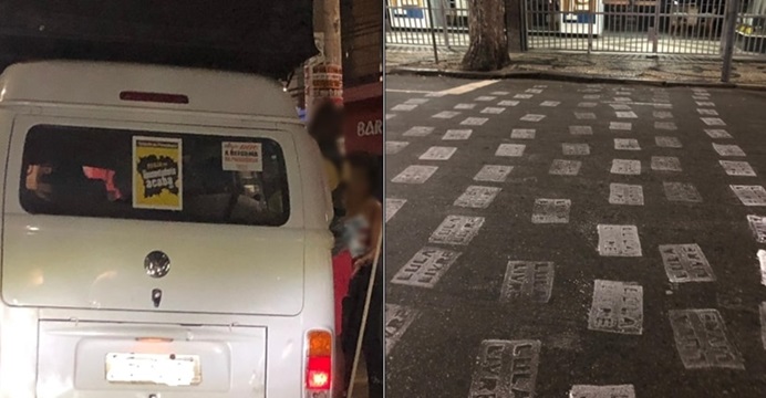 “Lula Livre”: ocupantes de kombi pintam via de Salvador com manifestação política