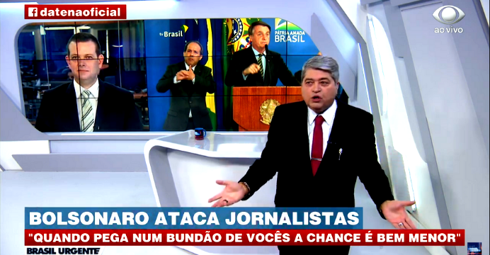 Veja vídeo: Datena não comeu reggae para Bolsonaro e disse: ” Bundão é o senhor ” após presidente atacar jornalistas