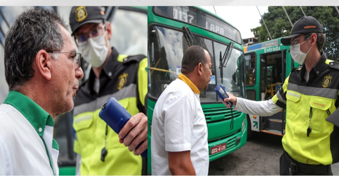 Blitz da Lei Seca aborda motoristas de ônibus na Estação da Lapa