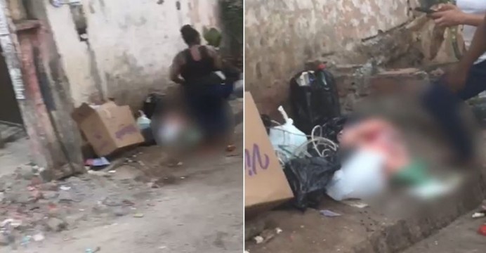 VÍDEO: Bebê é encontrado abandonado perto de lixo em Salvador